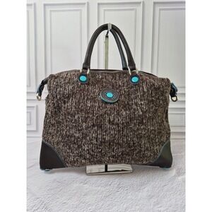 Gabs G3 Convertible Handbag Womens  Felt Leather Lined Pockets Turquoise Buttons